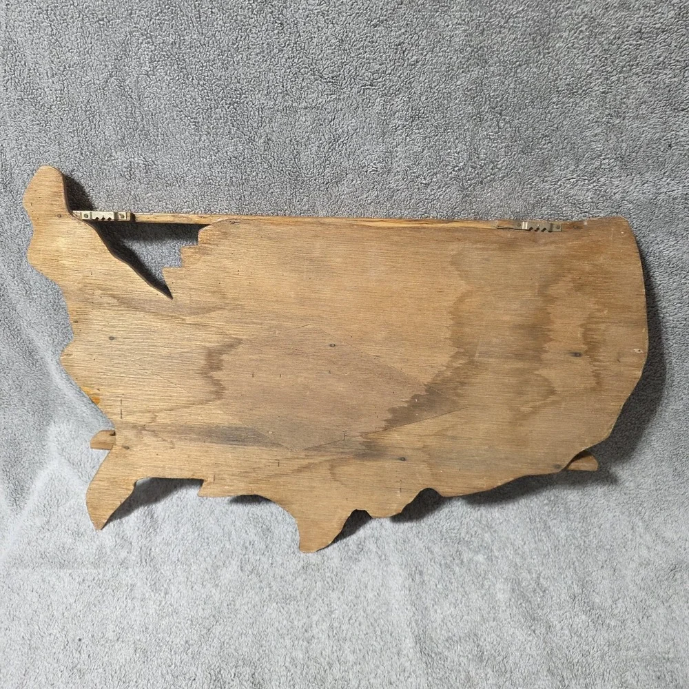 USA Shaped Wooden Souvenir Spoon Holder Wall Rack